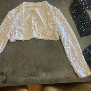 Aukmla White sequins bolero